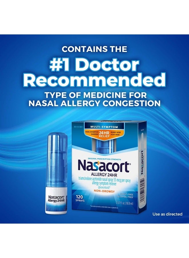 Nasacort 24HR Allergy Nasal Spray for Adults, Non-drowsy & Alcohol Free, 120 Sprays, 0.57 fl. oz. - Image 5