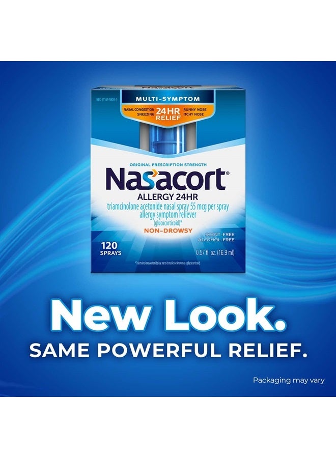 Nasacort 24HR Allergy Nasal Spray for Adults, Non-drowsy & Alcohol Free, 120 Sprays, 0.57 fl. oz. - Image 2