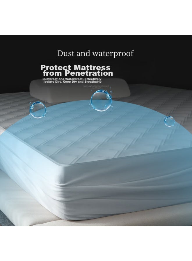 La Torretta Single Bed Mattress Protector, 60 Count Tencel Quilted Mattress Cover, Waterproof Urine-proof Bed Cover, Fully Enclosed, 180*200cm, Gray - Image 1