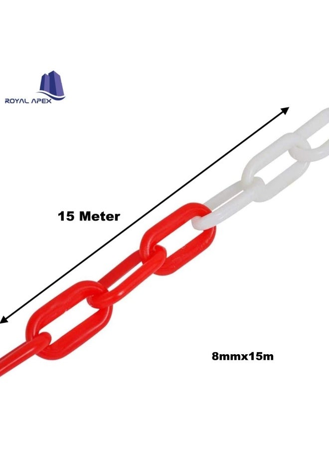 Royal Apex Multi-Purpose PVC Barrier Chain For Safety Parking Space, Decorative Garden Fence And Warehouse Caution Safe Barrier Etc… (8MMx15m Red & White) - Image 2