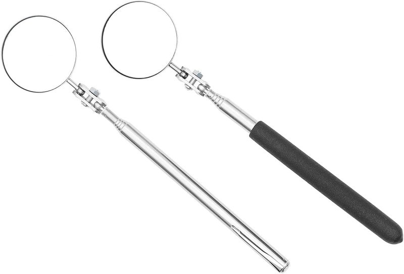 GALPADA 2pcs Folding Telescopic Eyelash Check Mirror 50mm Round Makeup Tool Portable Beauty Salon Accessories for Eyelash Extensions and Precision Application - Image 1