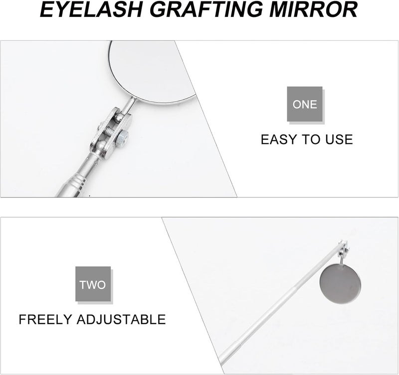 GALPADA 2pcs Folding Telescopic Eyelash Check Mirror 50mm Round Makeup Tool Portable Beauty Salon Accessories for Eyelash Extensions and Precision Application - Image 2