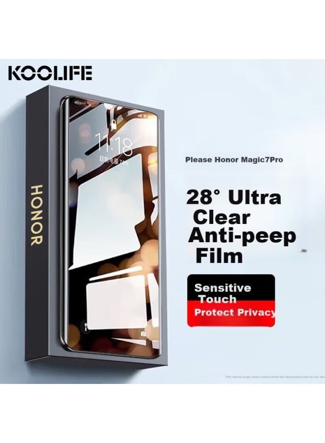 Koolife Privacy Screen Protector For Honor Magic7pro, Anti-spy Tempered Glass Film For Honor Magic7pro, Privacy Protection Sticker For Honor Magic7pro, Curved Glass Ultra Thin High Definition Anti-sho - Image 1