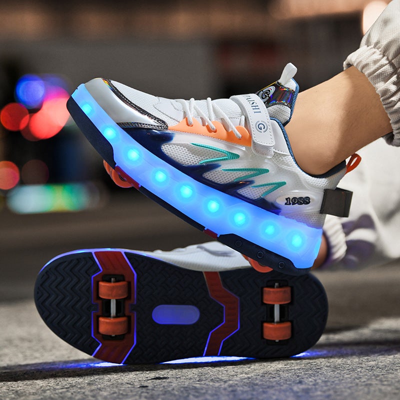 New Model Of Four-Wheel Roller Shoes For Boys And Girls, Children'S Shoes With Wheels, Girls' Skating Shoes, Non-Slip Double Wheels - Image 3
