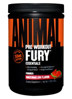 UNIVERSAL NUTRITION Animal Pre Workout Fury Essentials Powder with High Stim 350 mg Caffine Watermelon Flavour 492 g 