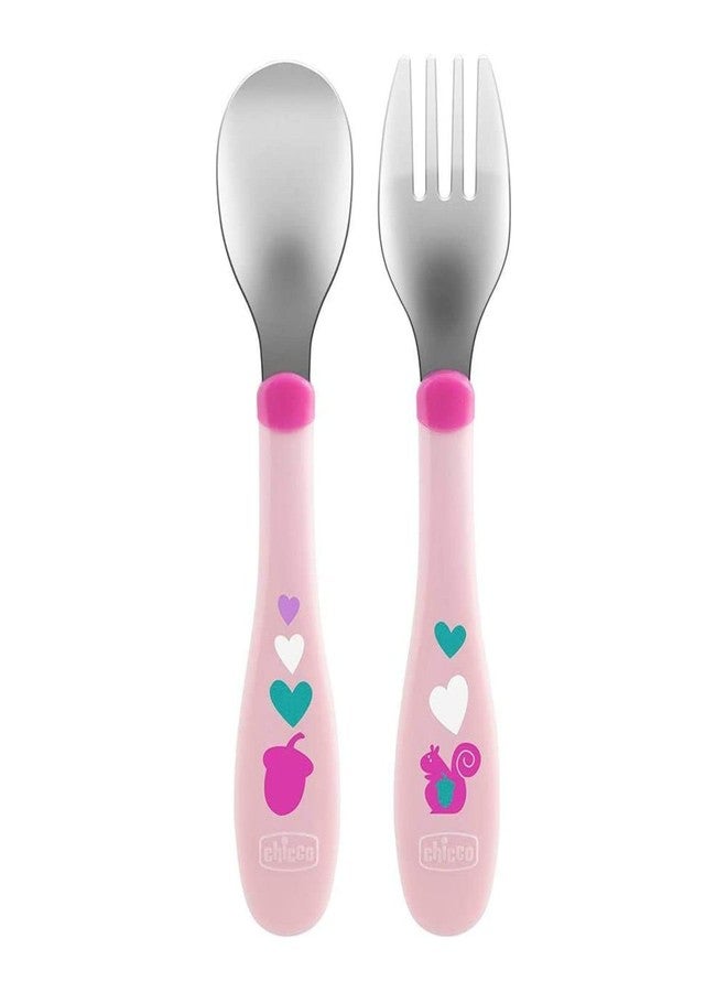 Chicco Metal Cutlery Girl (Pink) - Image 1