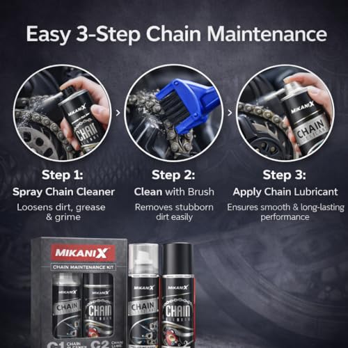 MIKANIX Bike Chain Lubricant and Chain Cleaner Spray with Cleaning Brush for Motorcycle and Bicycle (1000 ml) - Image 2