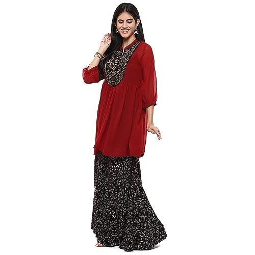BIBA Women Polyester SOLID FLARED MIX AND MATCH(PANT SET2196_RUST RED_38) - Image 3