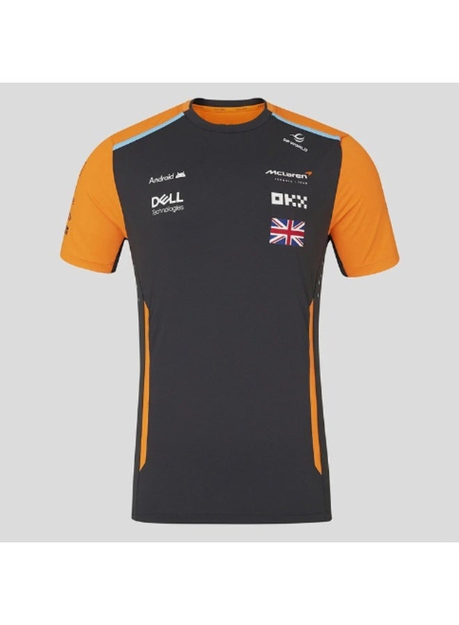 McLaren Formula 1 Team Grey-Orange T-Shirt with Sponsor Logos and Union Jack Detail-M
