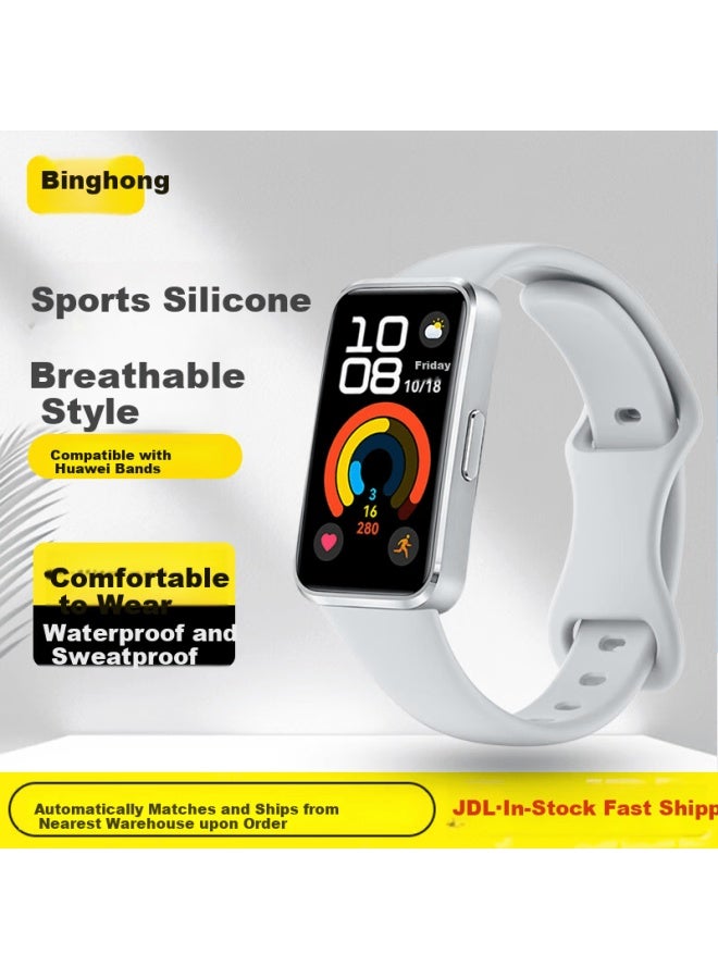 Bing Hong Binghong Silicone Strap For Huawei Band 10/9/8 Nfc Smart Bracelet - Gray - Image 1