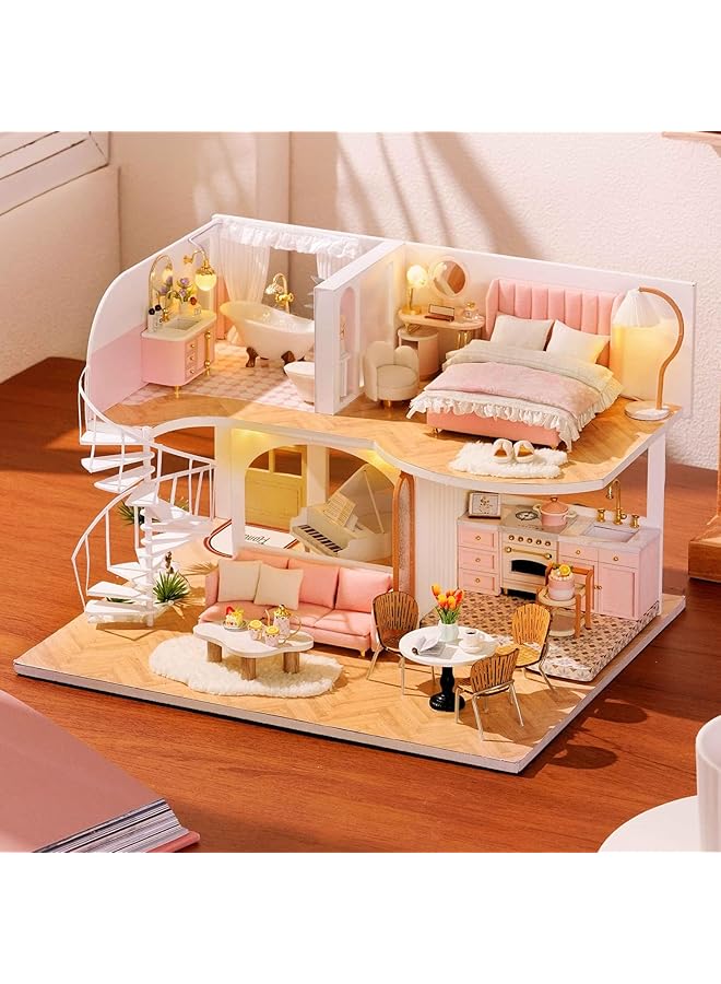 KASTWAVE Diy Miniature Dollhouse Kit With Furniture 1:24 Scale Creative Room Mini Wooden Doll House Accessories Plus Dust Proof & Music Movement For Kids Teens Adults(Whisper In The Morning) - Image 4
