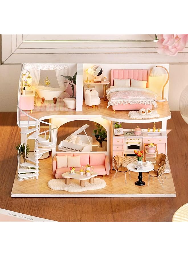 KASTWAVE Diy Miniature Dollhouse Kit With Furniture 1:24 Scale Creative Room Mini Wooden Doll House Accessories Plus Dust Proof & Music Movement For Kids Teens Adults(Whisper In The Morning) - Image 5