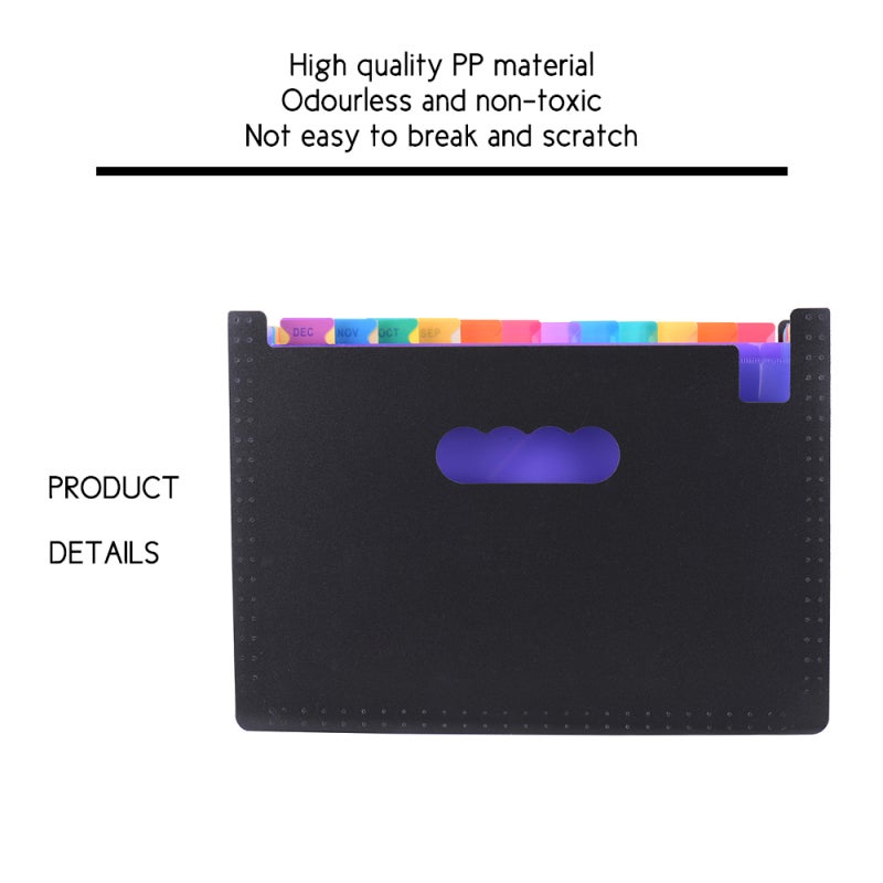 Accordian File Organizer 12 Pockets Top-End PP Material Ultra-Break & Deformation-Proof - Multi-Color Alphabet Labels Easy Classification File Organizer for Office Business School Study A4 Letter Size - Image 3
