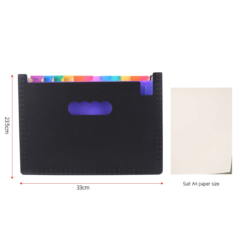 Accordian File Organizer 12 Pockets Top-End PP Material Ultra-Break & Deformation-Proof - Multi-Color Alphabet Labels Easy Classification File Organizer for Office Business School Study A4 Letter Size - Image 2