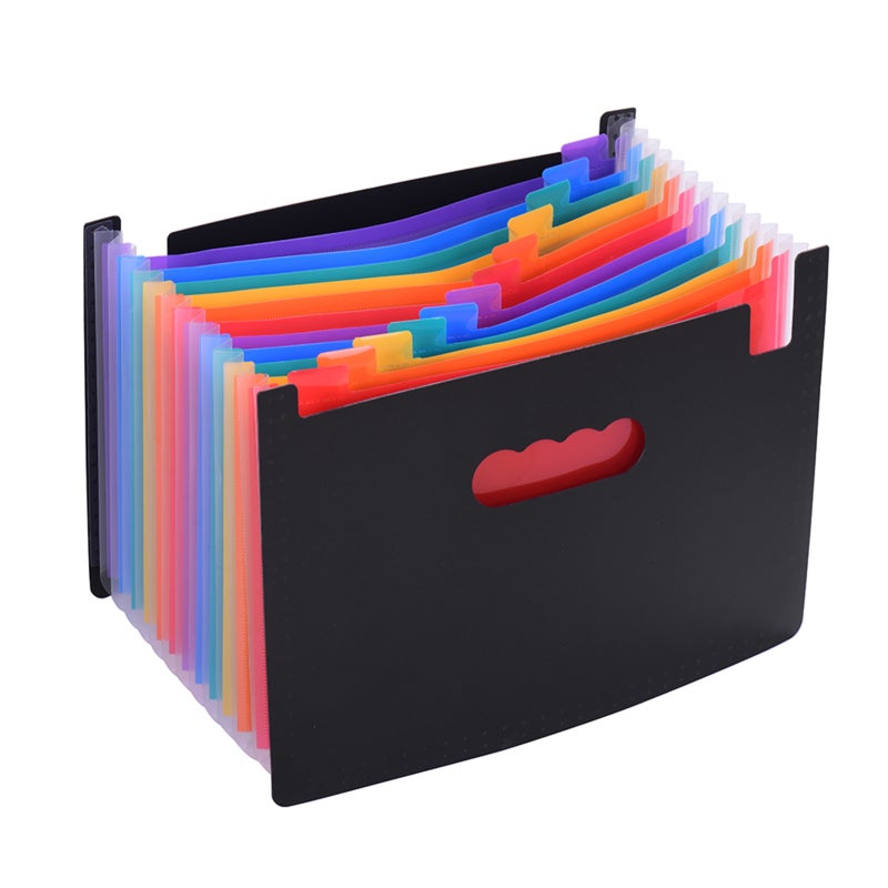 Accordian File Organizer 12 Pockets Top-End PP Material Ultra-Break & Deformation-Proof - Multi-Color Alphabet Labels Easy Classification File Organizer for Office Business School Study A4 Letter Size - Image 1