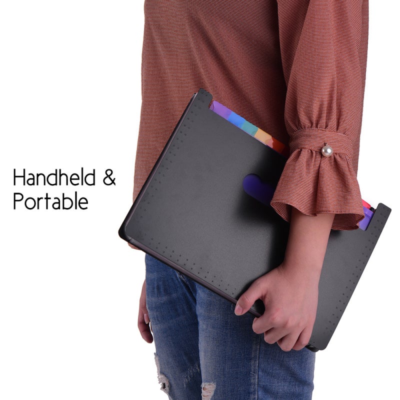 Accordian File Organizer 12 Pockets Top-End PP Material Ultra-Break & Deformation-Proof - Multi-Color Alphabet Labels Easy Classification File Organizer for Office Business School Study A4 Letter Size - Image 4