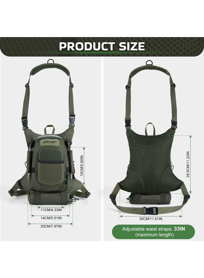 Goture Fly Fishing Chest Pack, Lightweight Chest Pack Tackle Storage Bag, Fly Fishing Bag with Adjustable Padded Waist Strap and Neck Strap, Hard Shell Front Pocket, Water Bottle Pouch, Gifts for Men - Image 5