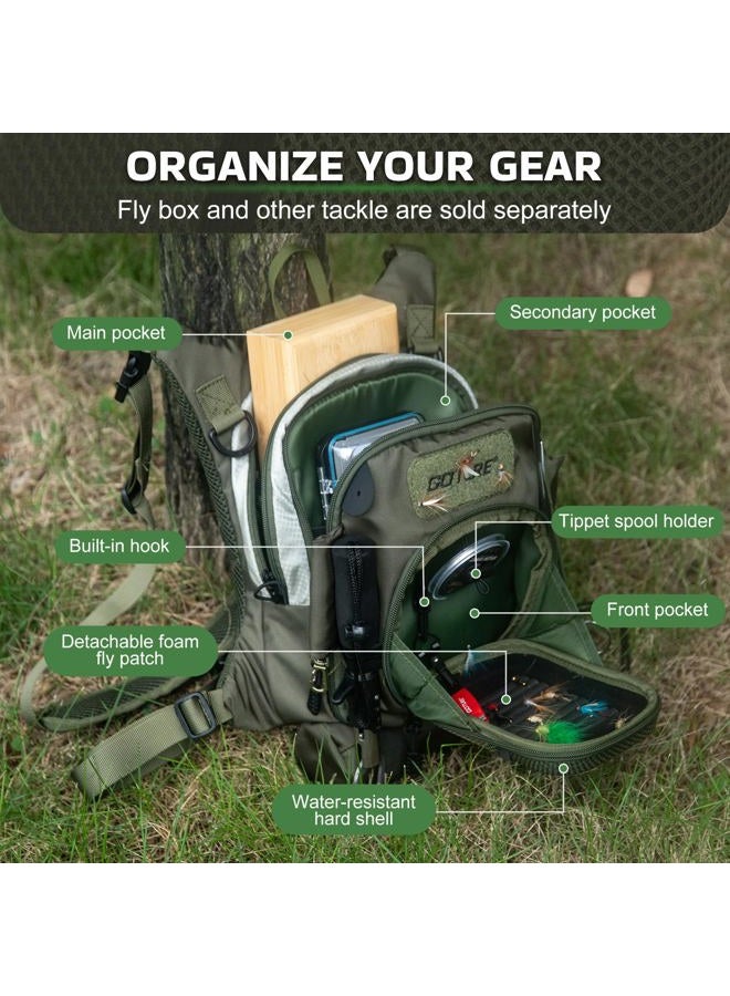 Goture Fly Fishing Chest Pack, Lightweight Chest Pack Tackle Storage Bag, Fly Fishing Bag with Adjustable Padded Waist Strap and Neck Strap, Hard Shell Front Pocket, Water Bottle Pouch, Gifts for Men - Image 2
