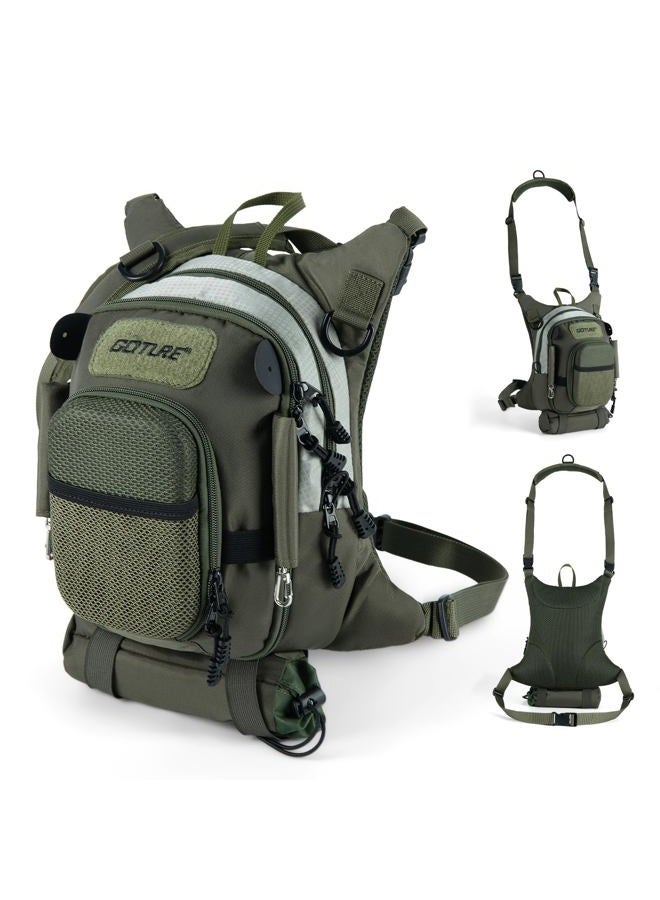 Goture Fly Fishing Chest Pack, Lightweight Chest Pack Tackle Storage Bag, Fly Fishing Bag with Adjustable Padded Waist Strap and Neck Strap, Hard Shell Front Pocket, Water Bottle Pouch, Gifts for Men - Image 1