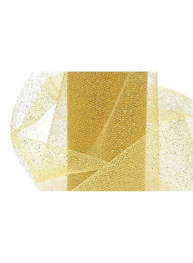 ProKart Premium Net Fabric Mesh Solid Glitter Cloth for Flower Bouquet, Trousseau Packing, Fabric for Gift Wrapping, Party Hall Decor, Sweet Boxes, Gift Decoration (5 Meters, Rich Golden) - Image 1