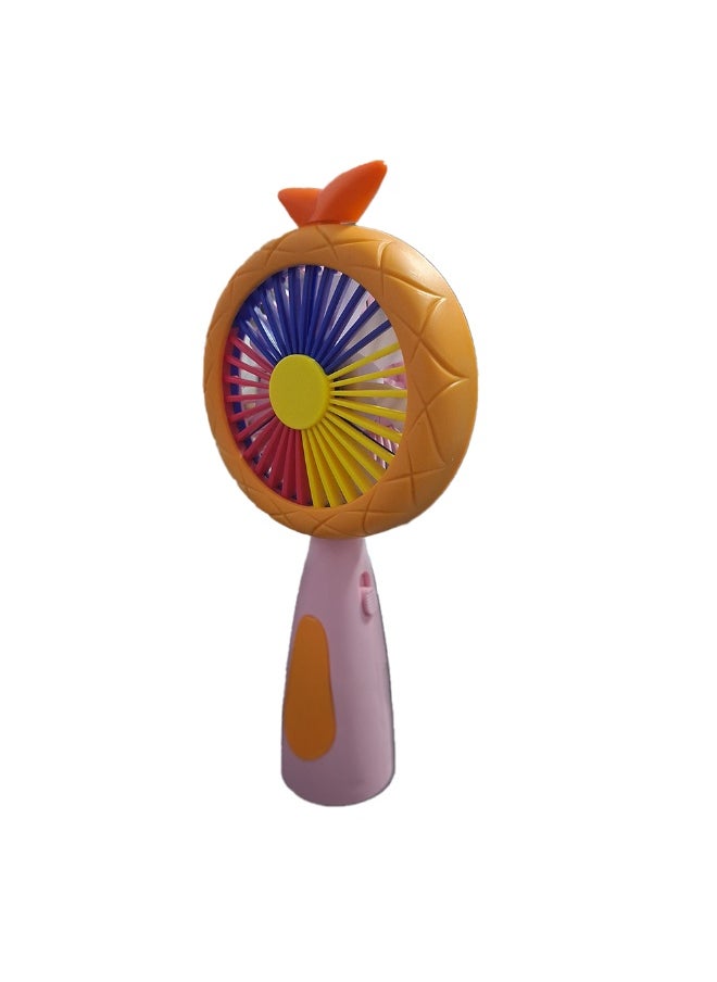 Mini handheld fan, cute design with bright and multi-colors, small size and easy to carry by hand or put in bag, equipped with USB rechargeable battery, on/off button 2 speeds with LED light, multiple air speeds, nice summer and birthday gift for kids and adults, high quality and easy to use