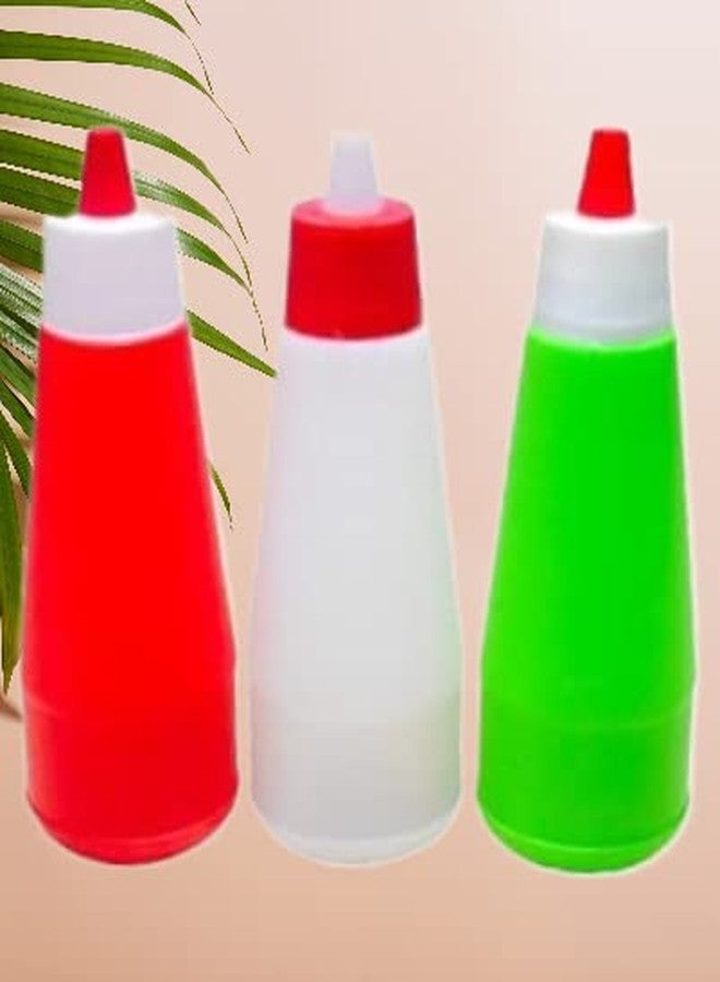 ImegaZ Reusable Squeezy Sauce Bottle, Food Grade Ketchup Bottle, Freezer Safe (400 ML, Mix color, Pack of 3) - Image 1