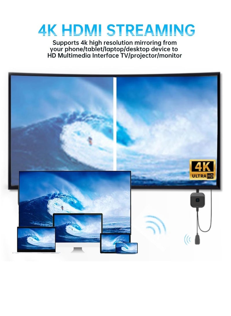 Wireless HDMI Display Dongle Adapter 4K HDMI Streaming TV Screen Mirroring Adapter with 2.4G 5G WiFi Dual Band Stable Connectivity TV Display Dongle Adapter for Android for iOS - Image 2