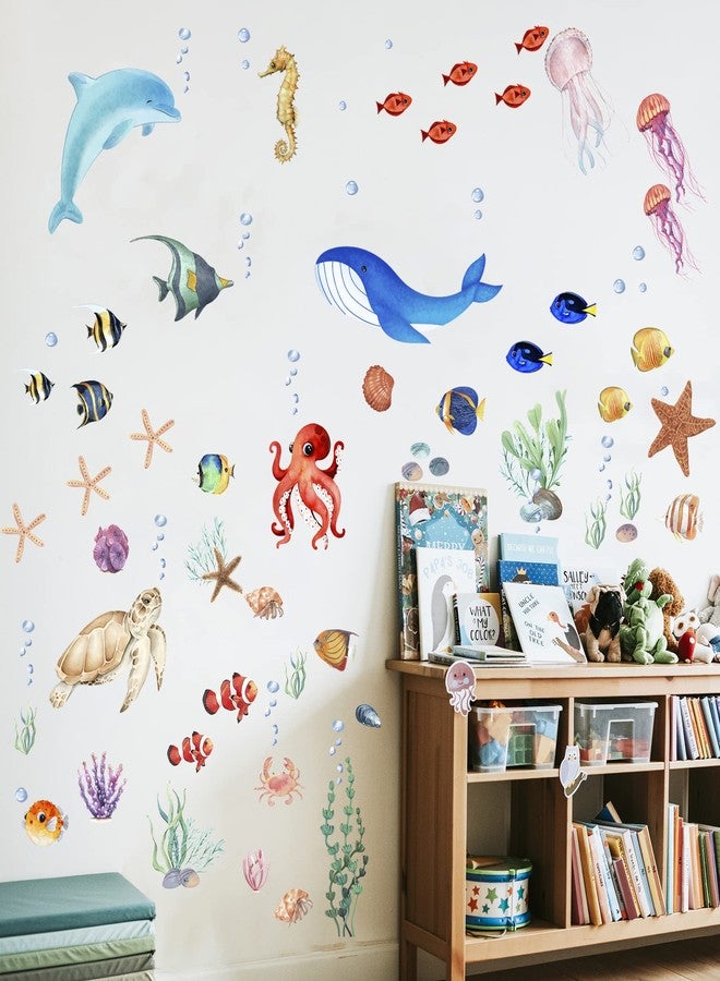 Robmoda Sea Turtle Ocean Fish Wall Decals Glow in The Dark, Under The Sea Life Animals Stickers for Ceiling, Girls Boys Waterproof Decoration for Living Room Wall Bathroom Toilet - Image 3