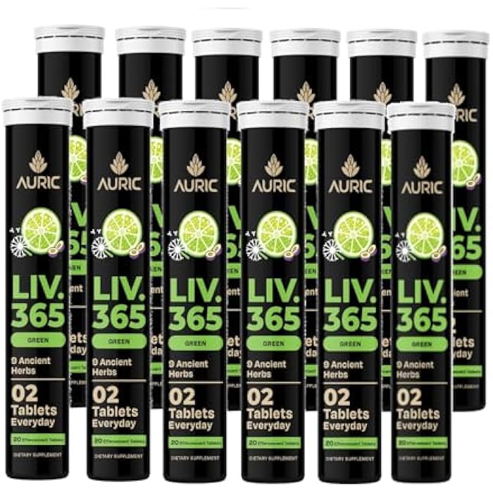 Auric Liv365 Liver Detox Supplement 240 Tablets | Lemon Flavour Advanced Herbal Formula for Liver Health, Detox & Cleansing - Image 1