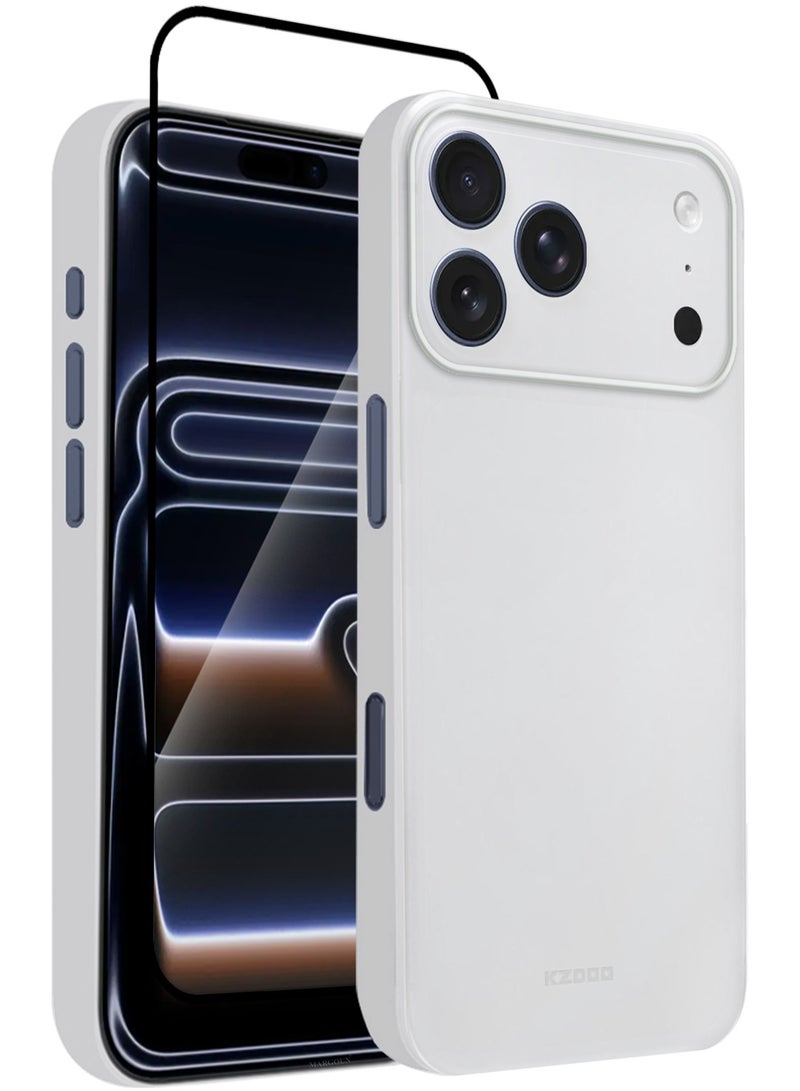 KZDOO 2 Packs Air Skin  Case Cover for Apple iPhone 17 Pro  - Sturdy Back Cover - Durable Thin Case - Drop Protection Cover with 3D Screen Protector - Frosted Clear - Image 1