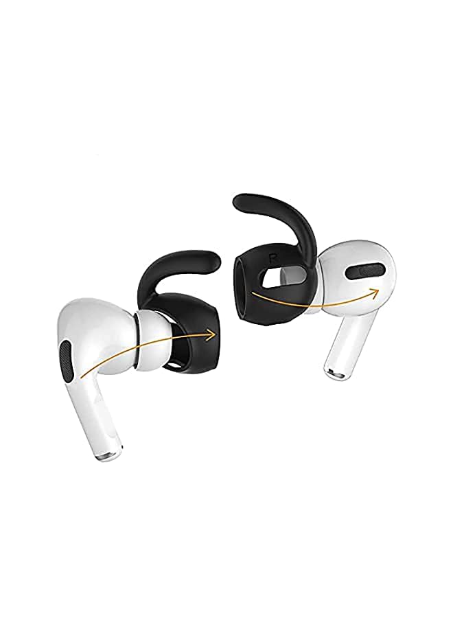 Delfino 3 Pairs Ear Hooks Covers For Air Pods Pro Added Storage Pouch Anti Slip Ear Tips Compatible With Air Pods Pro Black  - Image 2