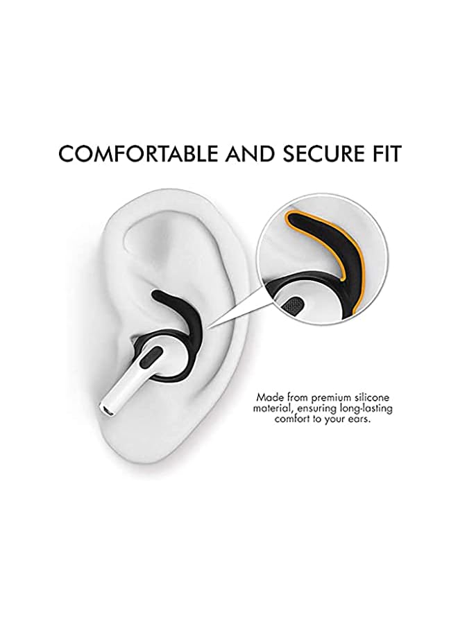 Delfino 3 Pairs Ear Hooks Covers For Air Pods Pro Added Storage Pouch Anti Slip Ear Tips Compatible With Air Pods Pro Black  - Image 3