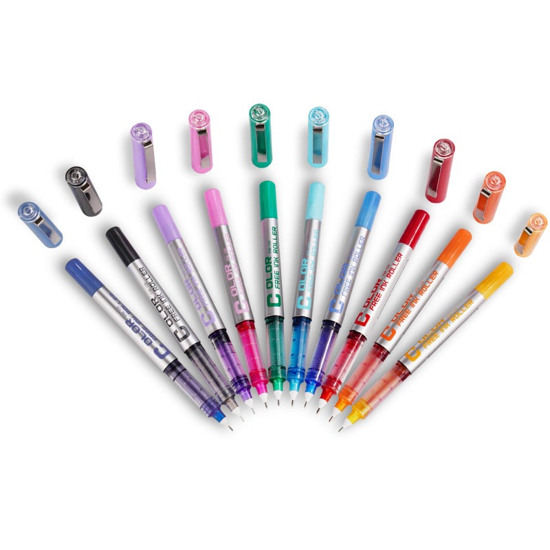 EYEYE Needle Rollerball Pens 0.5mm, 10 Assorted Colors Extra Fine Point Pen Quick Dry, Liquid Ink Pens Fine Point Smooth Writing Pen for Journaling, Note Taking, Office, Doodling & Gifts - Image 5