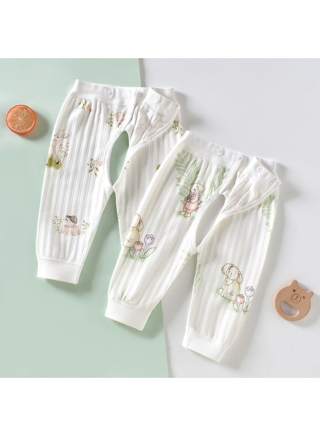 0-1 Year Old Newborn Baby Pants Men's Cotton Long Johns Adjustable Open-crotch Pants Belly Velcro Spring And Autumn Women