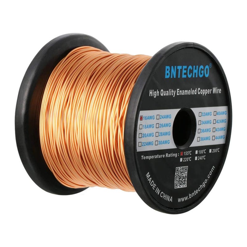 BNTECHGO 16 AWG Magnet Wire - Enameled Copper Wire - Enameled Magnet Winding Wire - 3.0 lb - 0.0492" Diameter 1 Spool Coil Natural Temperature Rating 155â„ƒ Widely Used for Transformers Inductors - Image 1