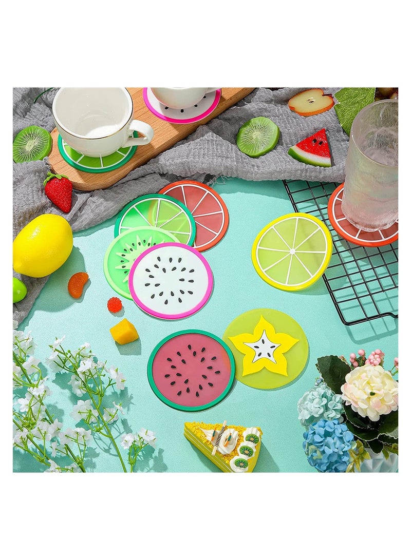 KASTWAVE 21 Pcs Fruit Coasters   Non-Slip Coasters Insulated Color Coasters Funny Sliced Silicone Coasters for Drinks Prevent Furniture and Tabletops - Image 3