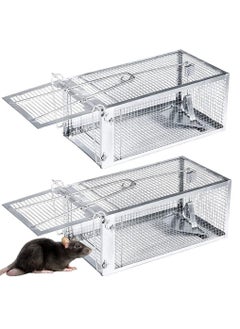 CHT 2 PCS Mouse Trap Small Animal Humane Live Cage Rat Mouse Chipmunk Rodent Voles Hamsters Trap 1 Door Humane Live Animal Mouse Cage Rat Mouse Mice Traps for Indoor and Outdoor Rat Cage  - Image 1