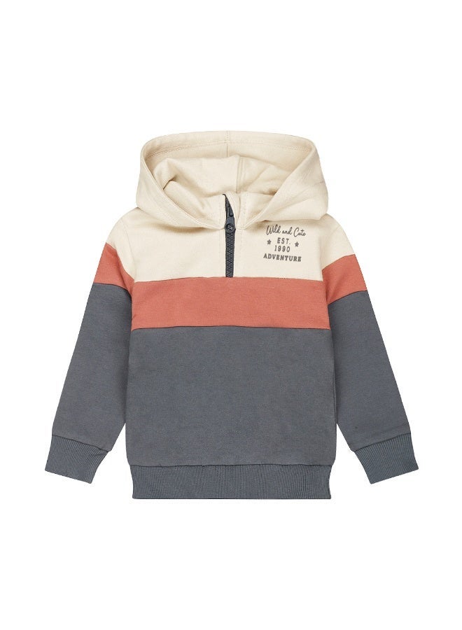 Dirkje boys' hoodie navy rust brown pebble hood - Image 1