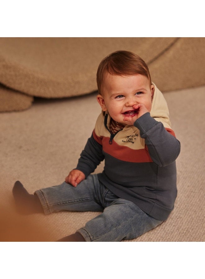 Dirkje boys' hoodie navy rust brown pebble hood - Image 3