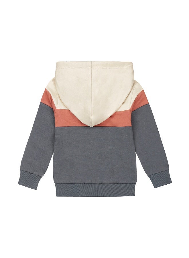 Dirkje boys' hoodie navy rust brown pebble hood - Image 2