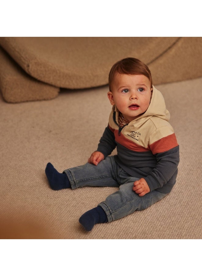 Dirkje boys' hoodie navy rust brown pebble hood - Image 4