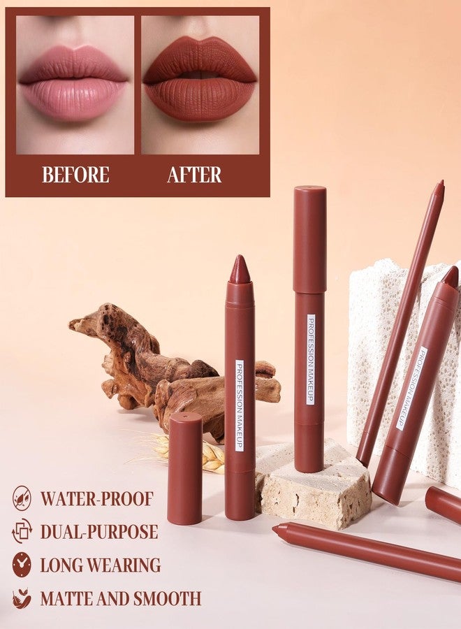 DAGEDA Lip Liner Pencil and Crayon Lipstick Set, 2 in 1 Matte Lip Liner and Lipstick Combo, Waterproof, Long-lasting, High Pigmented Lip Makeup Kits for Women (02 Nude Pink) - Image 5