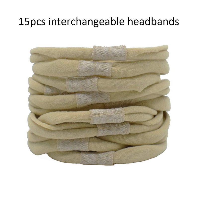 catin Super Soft Nude Interchangeable Nylon Headbands for Newborn Baby Kids, High Stretchy, 15pcs for DIY Crafts - Image 2