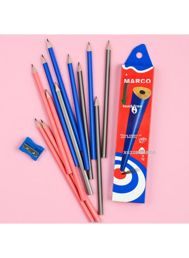 Marco Fashion Series Student Writing Pencil , Stylish Colorful Triangular Pencil Barrel Office Stationery, 12 Pencils Per Box, 9002-2b - Image 3