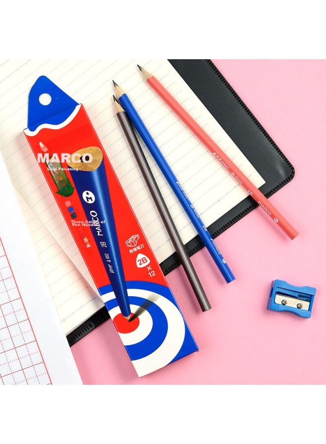Marco Fashion Series Student Writing Pencil , Stylish Colorful Triangular Pencil Barrel Office Stationery, 12 Pencils Per Box, 9002-2b - Image 2