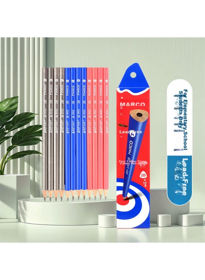 Marco Fashion Series Student Writing Pencil , Stylish Colorful Triangular Pencil Barrel Office Stationery, 12 Pencils Per Box, 9002-2b - Image 1