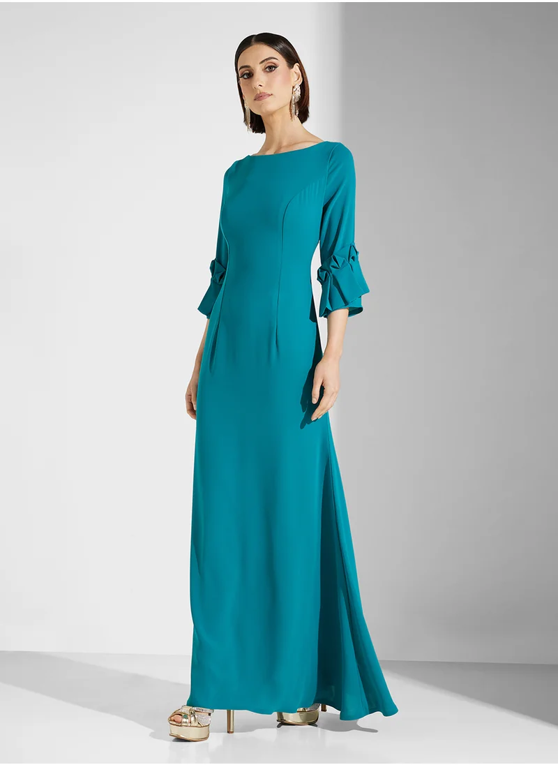 ايرا Boat Neck Ruffle Sleeve Dress