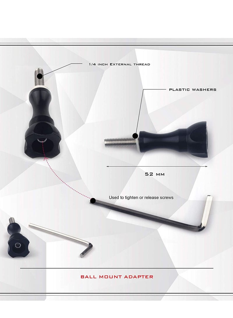 Ball Mount Adapter for Gopro Hero Series/Yi/Coyote/AKASO/SJCAM Sports Camera Compatible with RAM Mounts Rotating Ball Head Mount with Metal Screws - Image 5