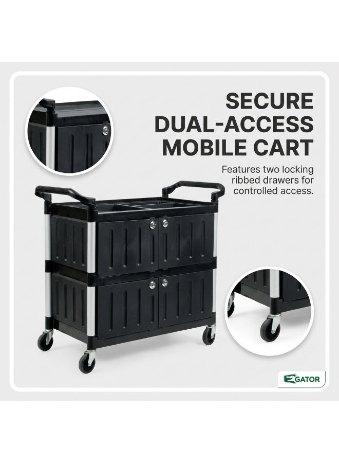 Gator Plastic Service Trolley Cart with Door | Black Enclosed Hospitality Room Service Cart | China - Image 4