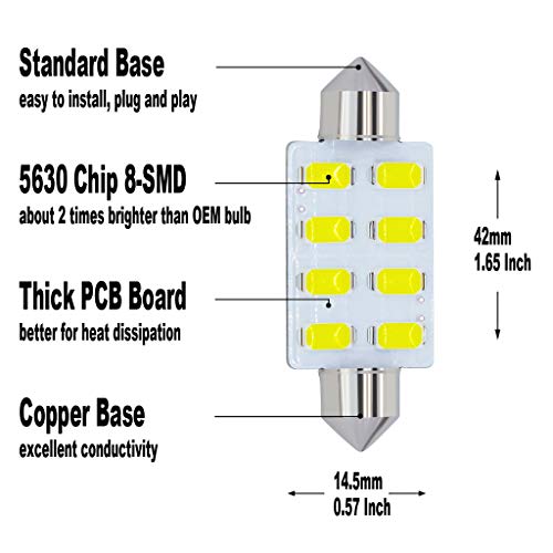 Yoper White Interior LED Light Package Kit Compatible with Ford F-150 1997-2014 F-250 F-350 F-450 F-55 2000-2014 Replacement Bulbs 12pcs - Image 4